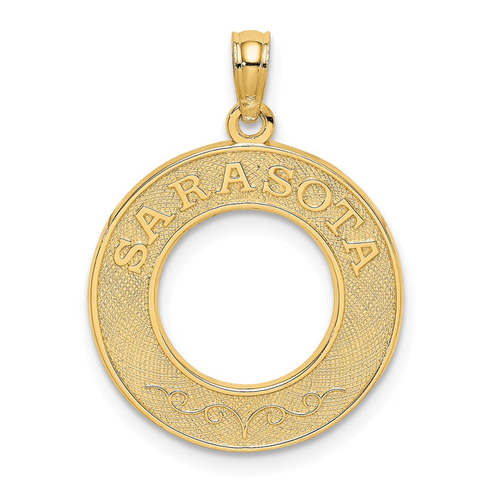 Million Charms 14K Yellow Gold Themed Sarasota On Round Frame Charm