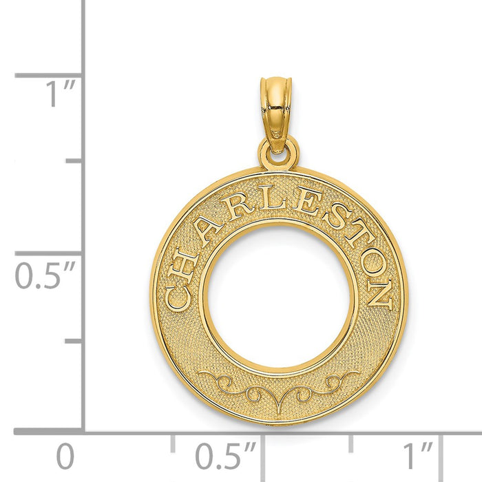 Million Charms 14K Yellow Gold Themed Charleston On Round Frame Charm