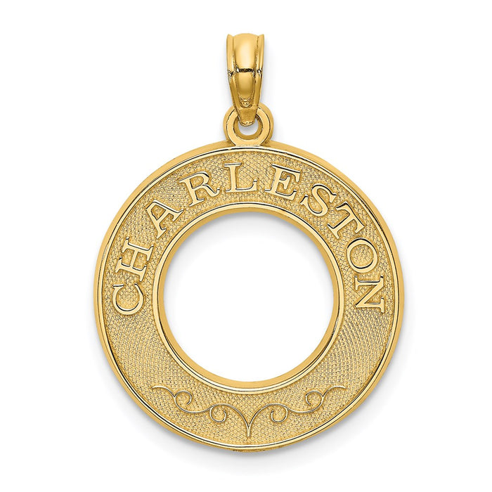 Million Charms 14K Yellow Gold Themed Charleston On Round Frame Charm