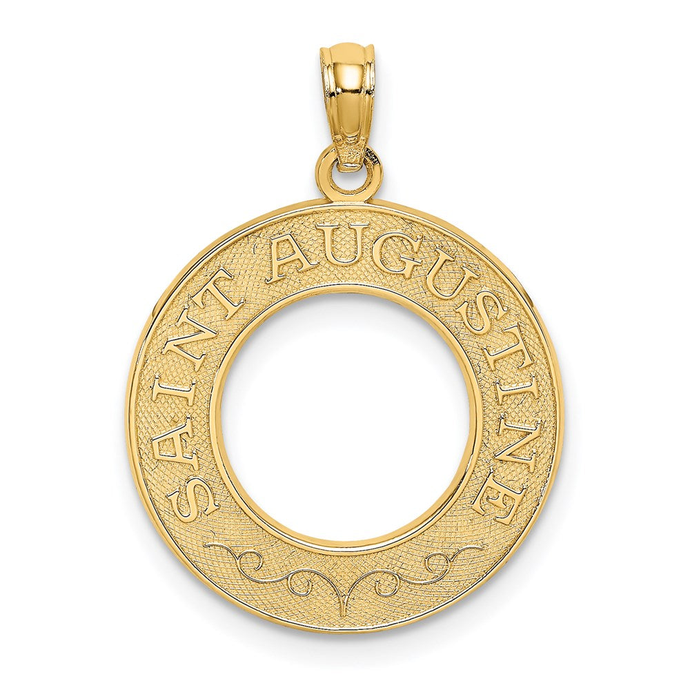 Million Charms 14K Yellow Gold Themed Religious Saint Augustine On Round Frame Charm