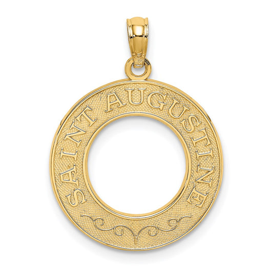 Million Charms 14K Yellow Gold Themed Religious Saint Augustine On Round Frame Charm
