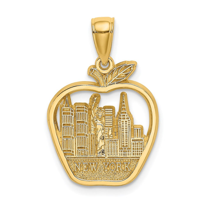 Million Charms 14K Yellow Gold Themed 2-D New York & City In Apple