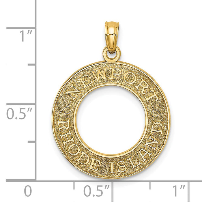 Million Charms 14K Yellow Gold Themed Newport Rhode Island On Round Frame Charm