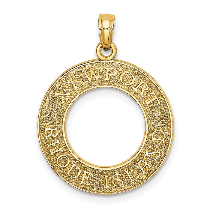 Million Charms 14K Yellow Gold Themed Newport Rhode Island On Round Frame Charm