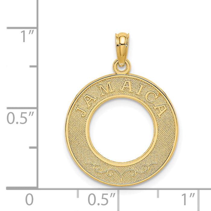Million Charms 14K Yellow Gold Themed Jamaica On Round Frame Charm