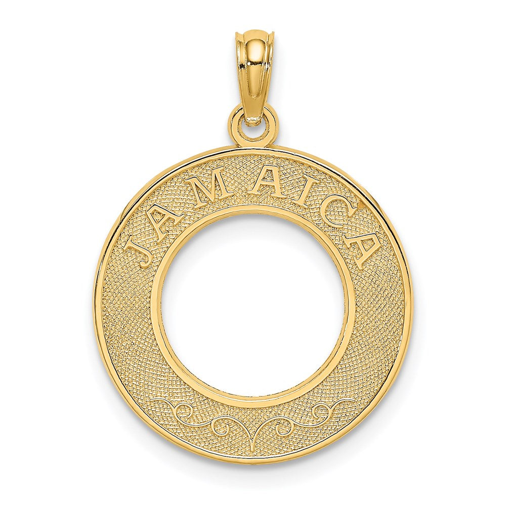 Million Charms 14K Yellow Gold Themed Jamaica On Round Frame Charm