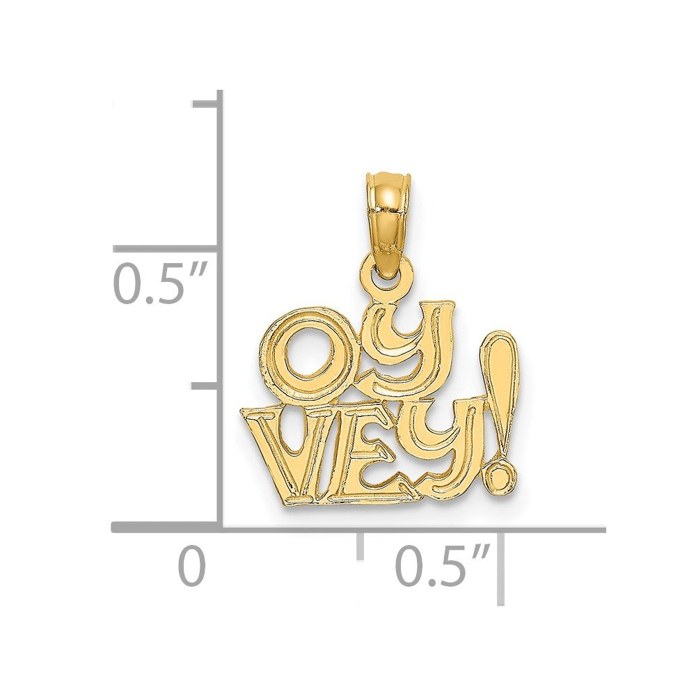 Million Charms 14K Yellow Gold Themed Polished & Engraved Oy Vey! Charm