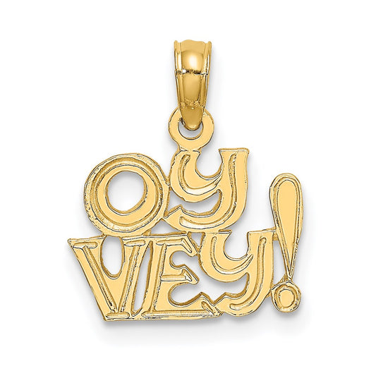 Million Charms 14K Yellow Gold Themed Polished & Engraved Oy Vey! Charm