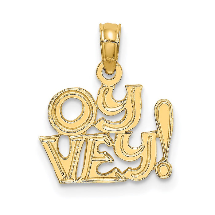 Million Charms 14K Yellow Gold Themed Polished & Engraved Oy Vey! Charm