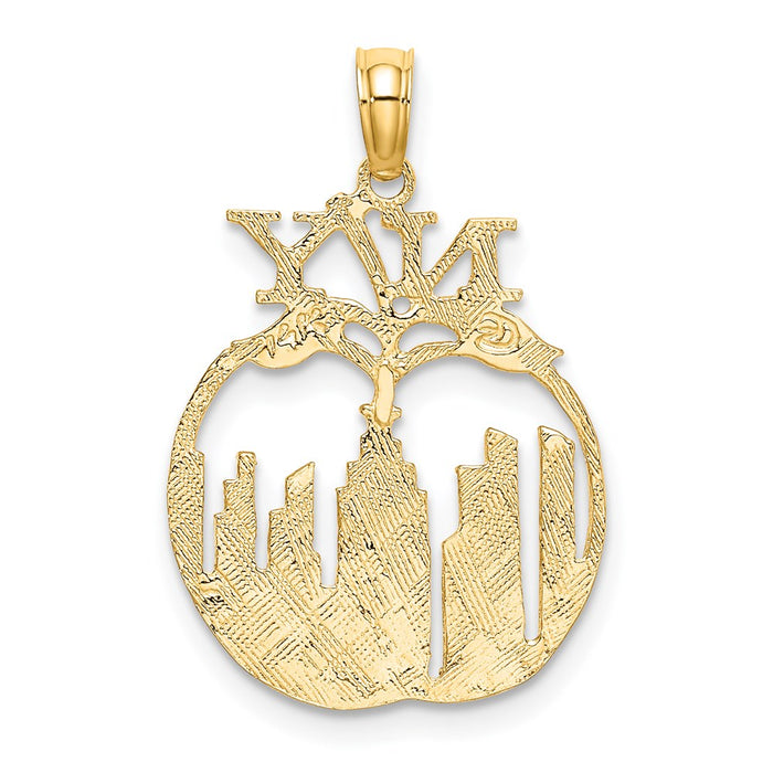 Million Charms 14K Yellow Gold Themed New York Skyline In Apple Charm