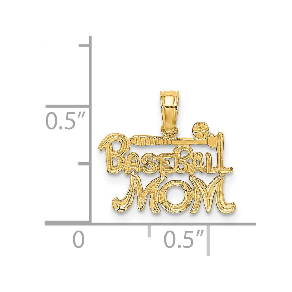 Million Charms 14K Yellow Gold Themed Sports Baseball Mom Charm