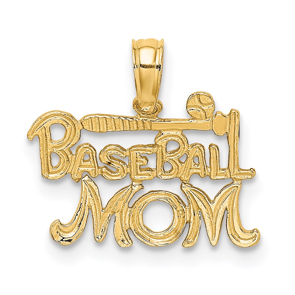 Million Charms 14K Yellow Gold Themed Sports Baseball Mom Charm