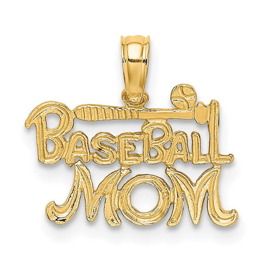 Million Charms 14K Yellow Gold Themed Sports Baseball Mom Charm