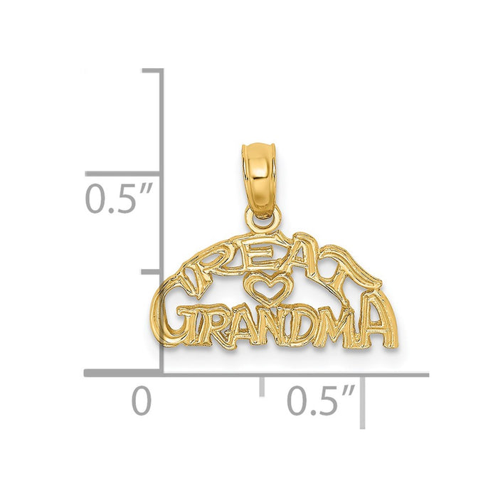 Million Charms 14K Yellow Gold Themed Block & Engraved Great Grandma Charm