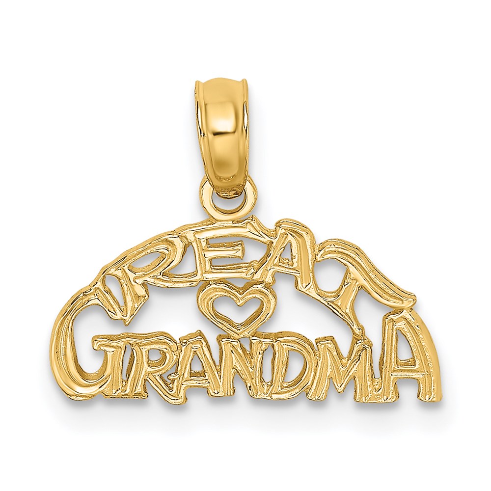 Million Charms 14K Yellow Gold Themed Block & Engraved Great Grandma Charm