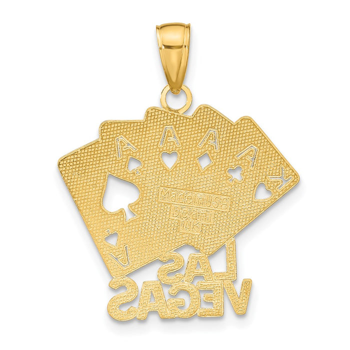 Million Charms 14K Yellow Gold Themed Las Vegas With Playing Cards Charm