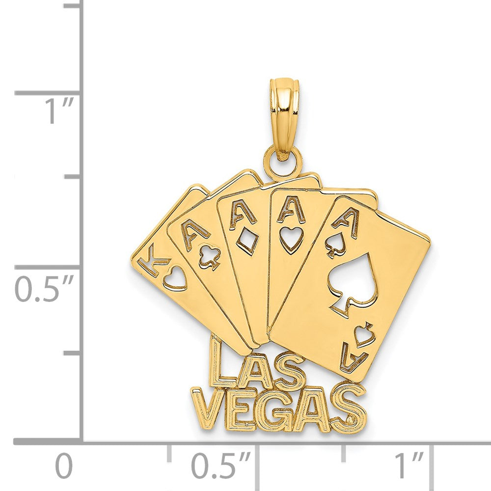 Million Charms 14K Yellow Gold Themed Las Vegas With Playing Cards Charm