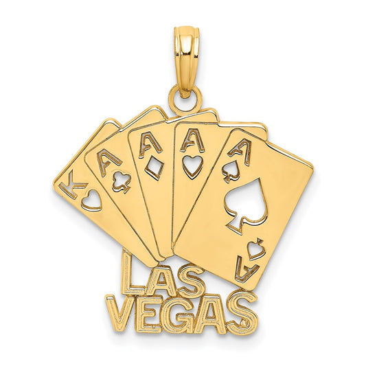 Million Charms 14K Yellow Gold Themed Las Vegas With Playing Cards Charm