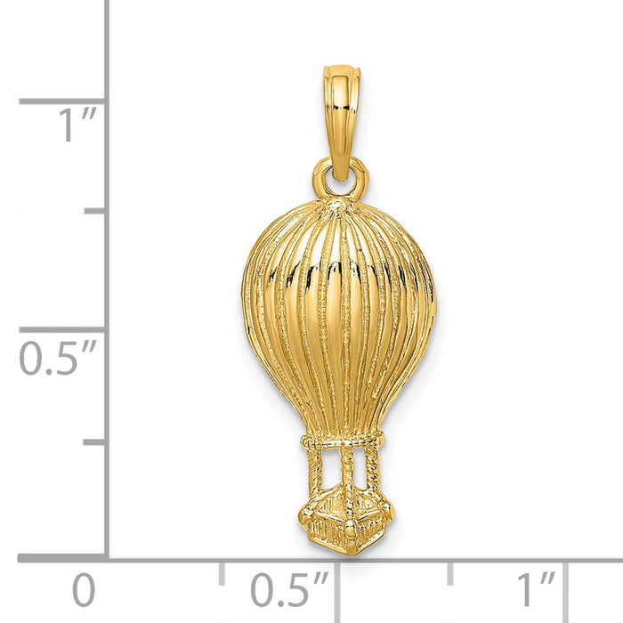 Million Charms 14K Yellow Gold Themed Polished Hot Air Ballon Charm