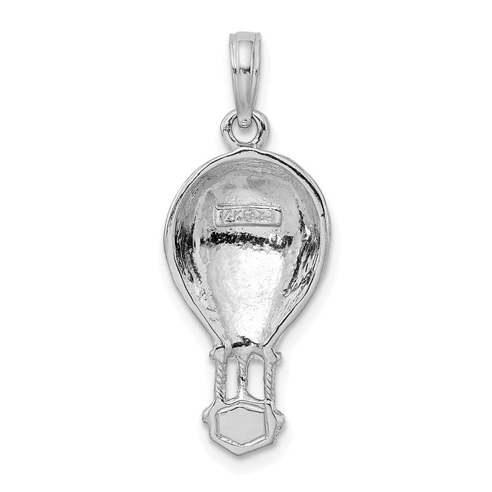 Million Charms 14K White Gold Themed Polished Hot Air Ballon Charm