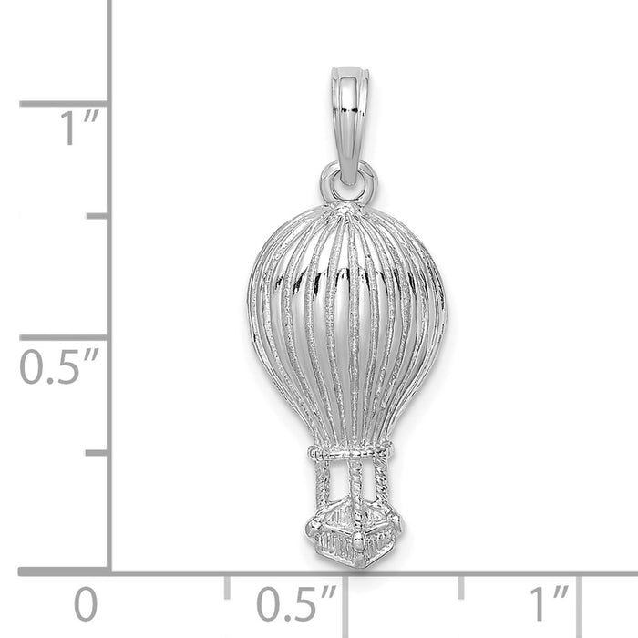Million Charms 14K White Gold Themed Polished Hot Air Ballon Charm