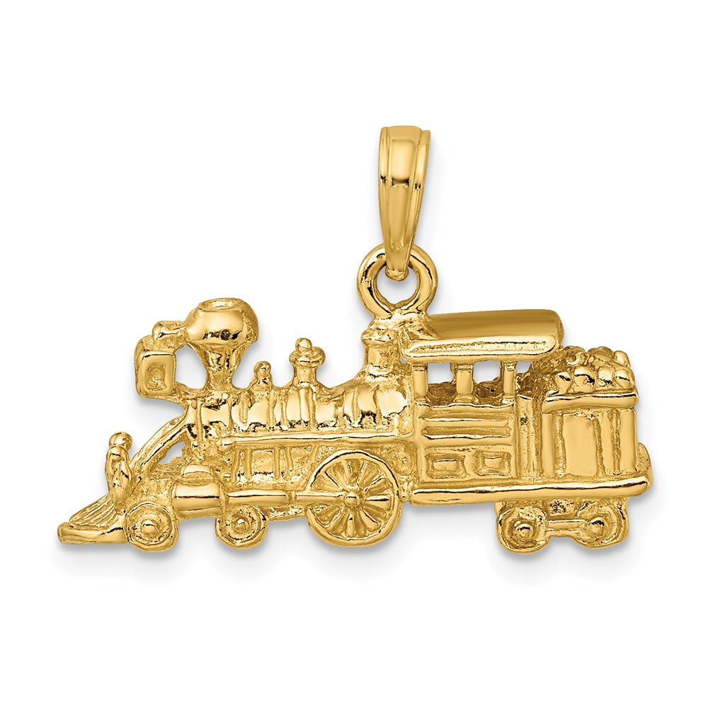 Million Charms 14K Yellow Gold Themed 3-D Engine Train Charm