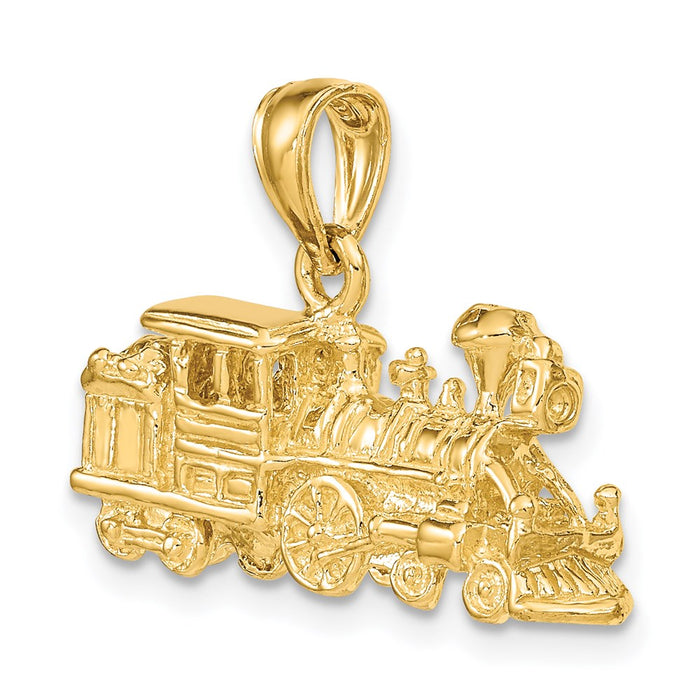 Million Charms 14K Yellow Gold Themed 3-D Engine Train Charm