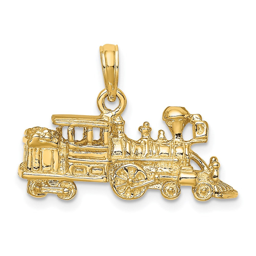 Million Charms 14K Yellow Gold Themed 3-D Engine Train Charm