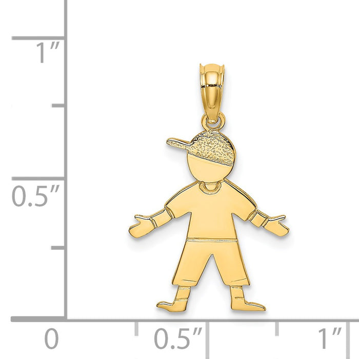 Million Charms 14K Yellow Gold Themed Boy With Sports Baseball Cap Charm