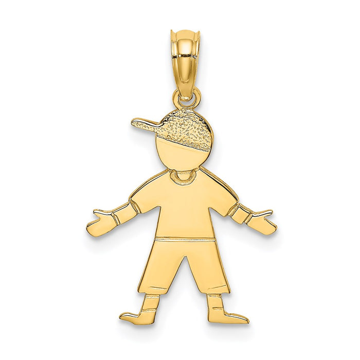 Million Charms 14K Yellow Gold Themed Boy With Sports Baseball Cap Charm