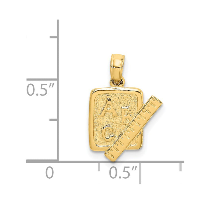 Million Charms 14K Yellow Gold Themed School Book & Ruler Charm