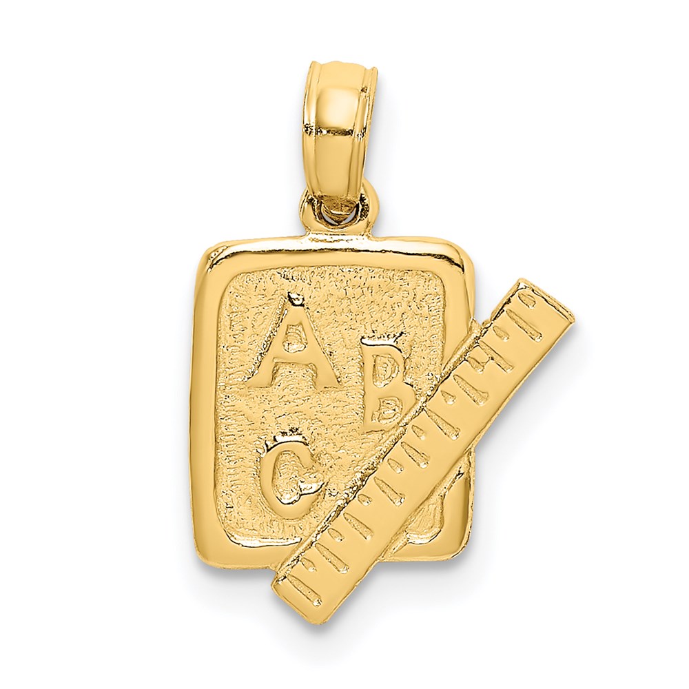 Million Charms 14K Yellow Gold Themed School Book & Ruler Charm
