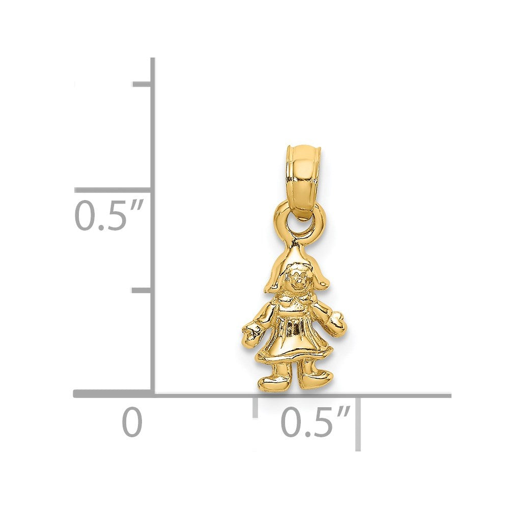 Million Charms 14K Yellow Gold Themed 3-D Mini Doll Charm