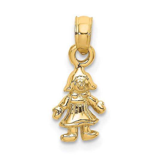 Million Charms 14K Yellow Gold Themed 3-D Mini Doll Charm