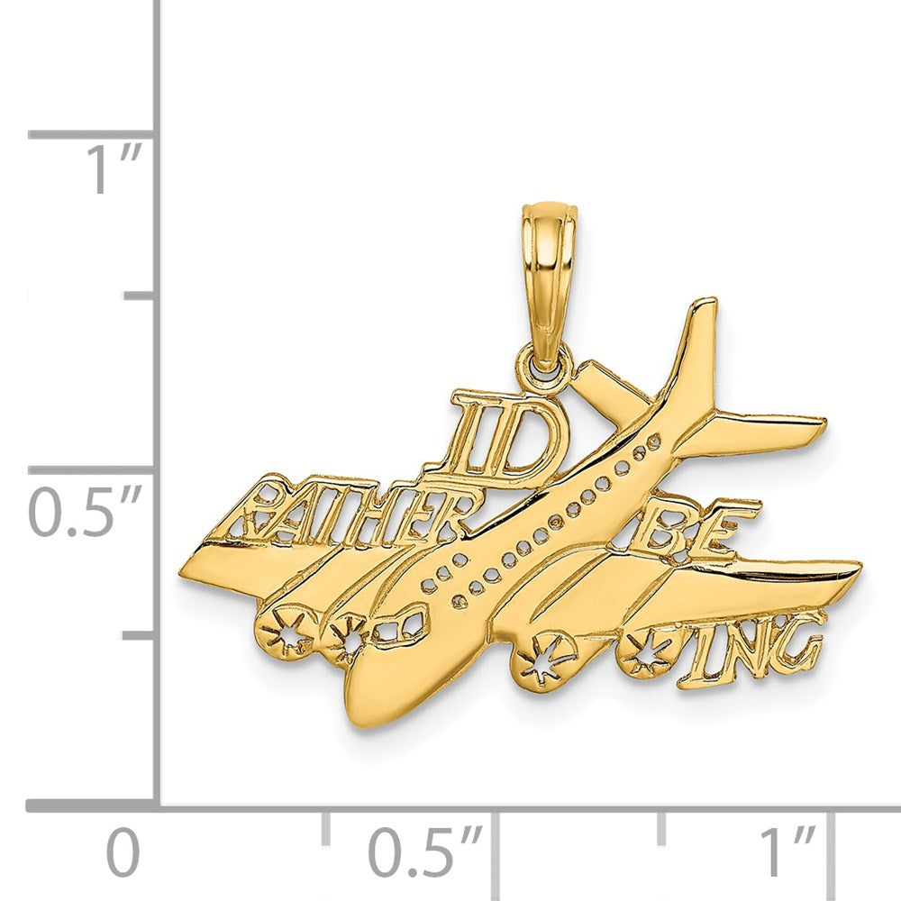 Million Charms 14K Yellow Gold Themed I'D Rather Be Flying Charm