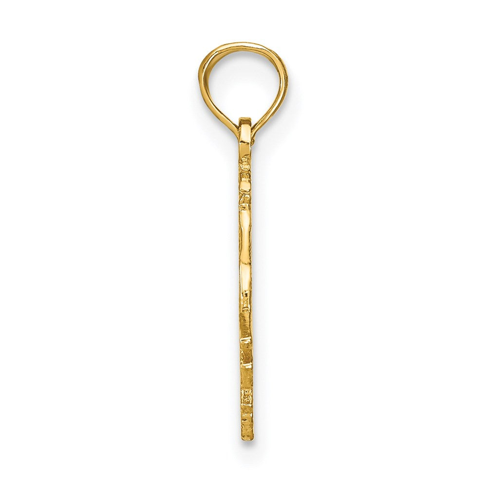 Million Charms 14K Yellow Gold Themed Engraved Block Capricorn Charm