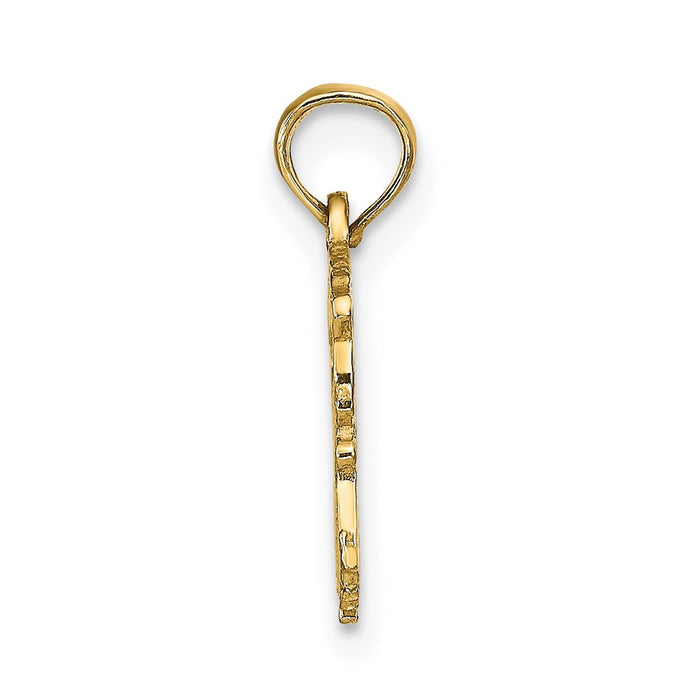 Million Charms 14K Yellow Gold Themed Engraved & Block Aquarius Charm