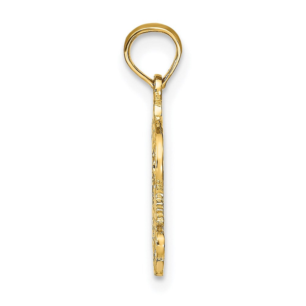 Million Charms 14K Yellow Gold Themed Engraved Block Pisces Charm