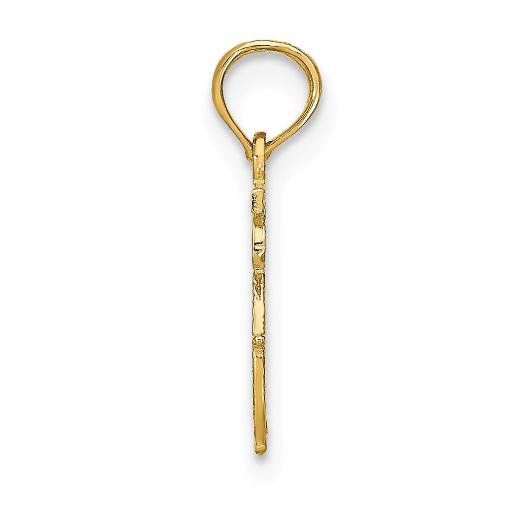 Million Charms 14K Yellow Gold Themed Engraved Block Aries Charm
