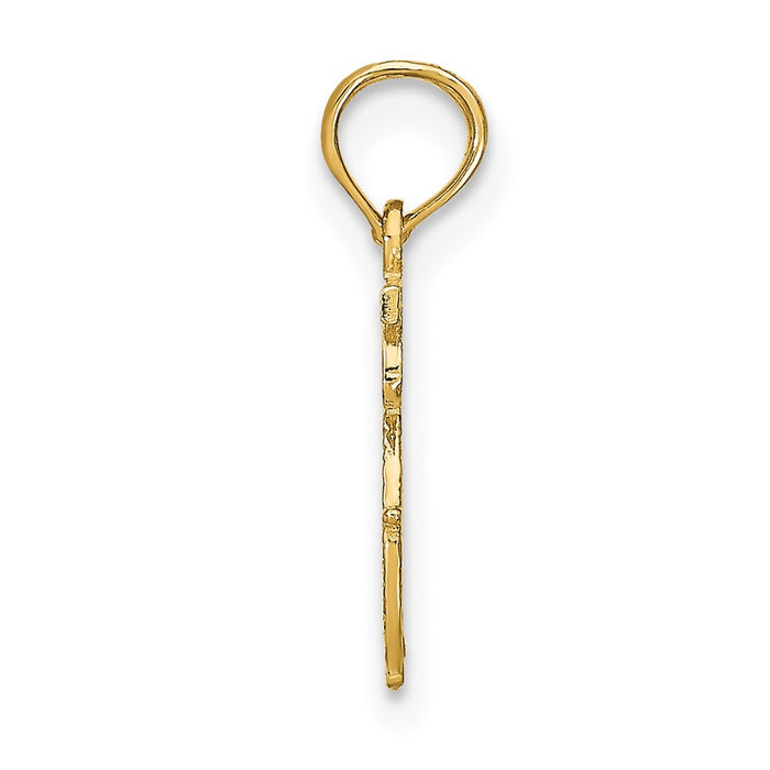 Million Charms 14K Yellow Gold Themed Engraved Block Aries Charm