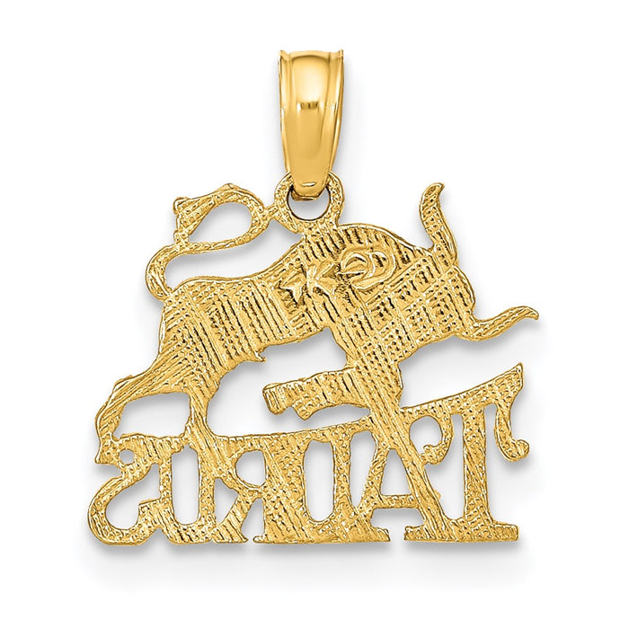Million Charms 14K Yellow Gold Themed Engraved & Block Taurus Charm