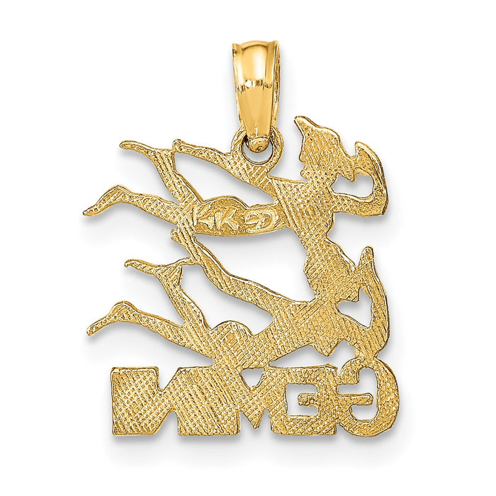 Million Charms 14K Yellow Gold Themed Engraved & Block Gemini Charm