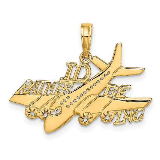 Million Charms 14K Yellow Gold Themed I'D Rather Be Flying Charm