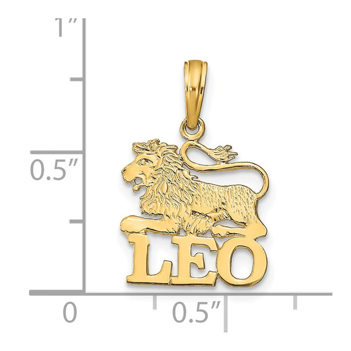 Million Charms 14K Yellow Gold Themed Engraved & Block Leo Charm