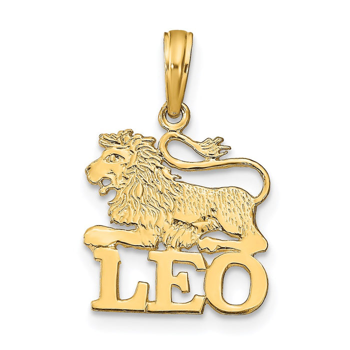 Million Charms 14K Yellow Gold Themed Engraved & Block Leo Charm