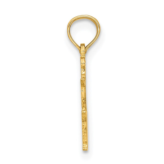 Million Charms 14K Yellow Gold Themed Engraved Block Virgo Charm