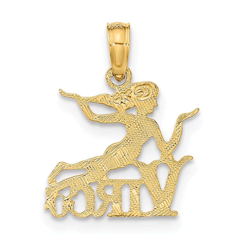Million Charms 14K Yellow Gold Themed Engraved Block Virgo Charm