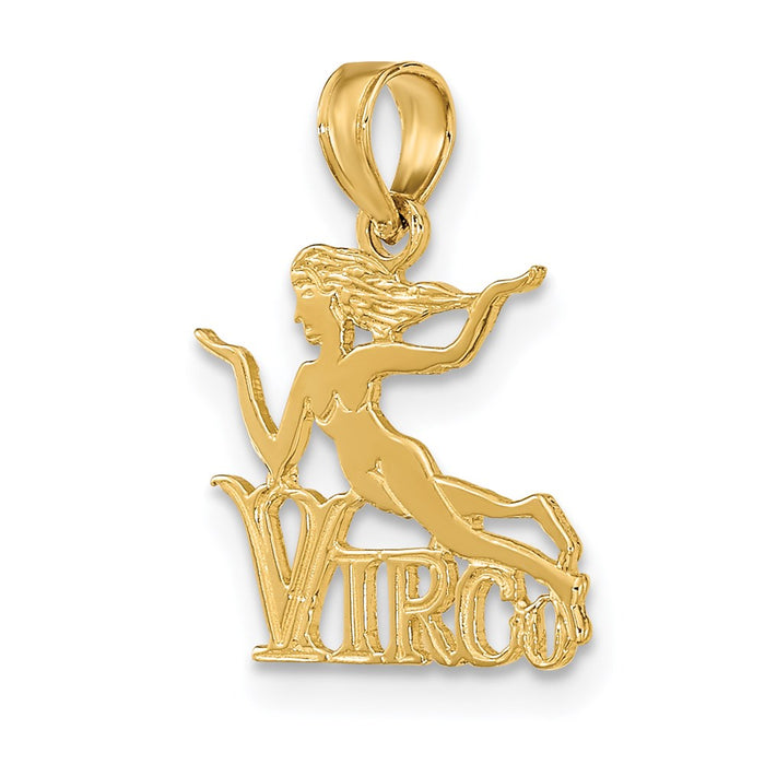 Million Charms 14K Yellow Gold Themed Engraved Block Virgo Charm