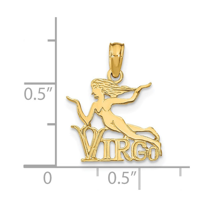 Million Charms 14K Yellow Gold Themed Engraved Block Virgo Charm