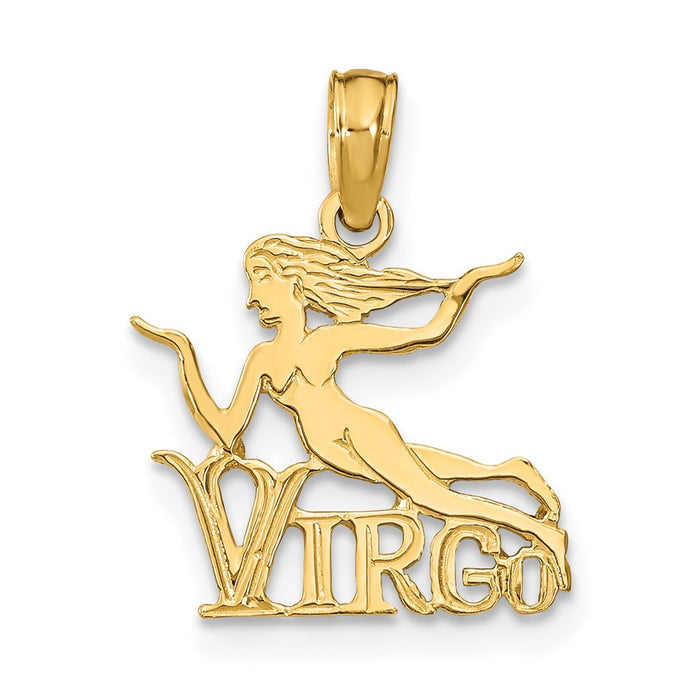 Million Charms 14K Yellow Gold Themed Engraved Block Virgo Charm
